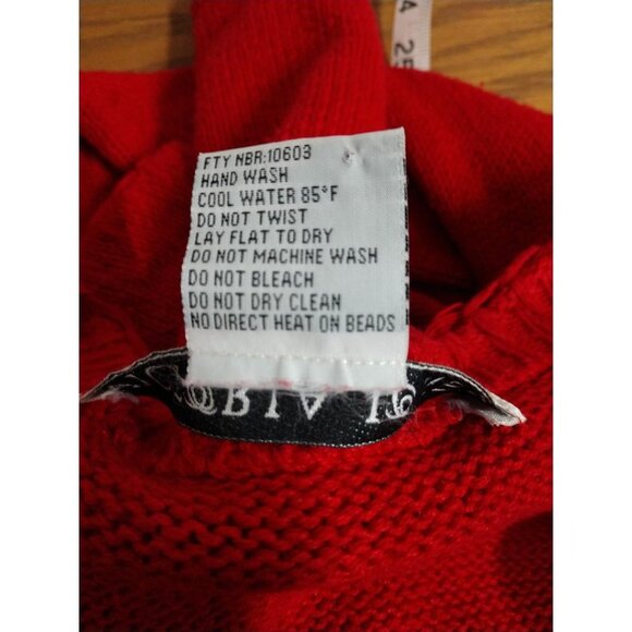 Vintage Victoria Jones Red Cardigan With Snowman Beaded Design Womens L - Picture 3 of 8